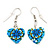 Children's Small Blue Acrylic 'Heart' Drop Earring In Silver Plating - 3cm Length