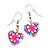 Children's Small Pink Acrylic 'Heart' Drop Earring In Silver Plating - 3cm Length - view 2