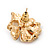 Coral Enamel Diamante 'Rose' Stud Earring In Gold Plating - 2cm Diameter - view 4