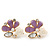 Lavender Enamel Diamante 'Rose' Stud Earring In Gold Plating - 2cm Diameter - view 6