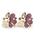 Lavender Enamel Diamante 'Rose' Stud Earring In Gold Plating - 2cm Diameter - view 3