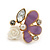 Lavender Enamel Diamante 'Rose' Stud Earring In Gold Plating - 2cm Diameter - view 4