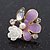 Lavender Enamel Diamante 'Rose' Stud Earring In Gold Plating - 2cm Diameter - view 2