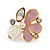 Pink Enamel Diamante 'Rose' Stud Earring In Gold Plating - 2cm Diameter - view 6