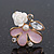 Pink Enamel Diamante 'Rose' Stud Earring In Gold Plating - 2cm Diameter - view 3