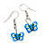 Children's Small Blue Acrylic 'Butterfly' Drop Earring In Silver Plating - 3cm Length