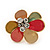 Multicoloured Enamel 'Flower' Stud Earrings In Gold Plating - 2cm Diameter - view 2