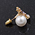 Purple Enamel Simulated Pearl Floral Stud Earrings In Gold Plating - 18mm Diameter - view 5