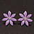 Purple Enamel Flower Stud Earrings In Silver Plating - 25mm Diameter