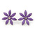 Purple Enamel Flower Stud Earrings In Silver Plating - 25mm Diameter - view 2