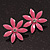Pink Enamel Flower Stud Earrings In Silver Plating - 25mm Diameter - view 3