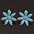 Light Blue Enamel Flower Stud Earrings In Silver Plating - 25mm Diameter - view 5