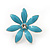Light Blue Enamel Flower Stud Earrings In Silver Plating - 25mm Diameter - view 3