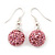 Pink Swarovski Crystal Ball Drop Earrings In Silver Plated Finish - 12mm Diameter/ 3cm