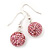 Pink Swarovski Crystal Ball Drop Earrings In Silver Plated Finish - 12mm Diameter/ 3cm - view 3