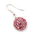 Pink Swarovski Crystal Ball Drop Earrings In Silver Plated Finish - 12mm Diameter/ 3cm - view 5