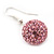 Pink Swarovski Crystal Ball Drop Earrings In Silver Plated Finish - 12mm Diameter/ 3cm - view 2