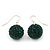 Emerald Green Swarovski Crystal Ball Drop Earrings In Silver Plated Finish - 12mm Diameter/ 3cm - view 2
