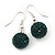 Emerald Green Swarovski Crystal Ball Drop Earrings In Silver Plated Finish - 12mm Diameter/ 3cm - view 3