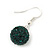 Emerald Green Swarovski Crystal Ball Drop Earrings In Silver Plated Finish - 12mm Diameter/ 3cm - view 4