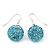 Light Blue Swarovski Crystal Ball Drop Earrings In Silver Plated Finish - 12mm Diameter/ 3cm - view 5
