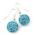 Light Blue Swarovski Crystal Ball Drop Earrings In Silver Plated Finish - 12mm Diameter/ 3cm - view 2