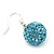 Light Blue Swarovski Crystal Ball Drop Earrings In Silver Plated Finish - 12mm Diameter/ 3cm - view 3
