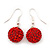 Red Swarovski Crystal Ball Drop Earrings In Silver Plated Finish - 12mm Diameter/ 3cm