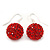 Red Swarovski Crystal Ball Drop Earrings In Silver Plated Finish - 12mm Diameter/ 3cm - view 5