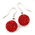 Red Swarovski Crystal Ball Drop Earrings In Silver Plated Finish - 12mm Diameter/ 3cm - view 2