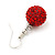 Red Swarovski Crystal Ball Drop Earrings In Silver Plated Finish - 12mm Diameter/ 3cm - view 4
