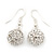 Clear Swarovski Crystal Ball Drop Earrings In Silver Plated Finish - 12mm Diameter/ 3cm - view 4