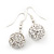 Clear Swarovski Crystal Ball Drop Earrings In Silver Plated Finish - 12mm Diameter/ 3cm - view 5