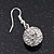 Clear Swarovski Crystal Ball Drop Earrings In Silver Plated Finish - 12mm Diameter/ 3cm - view 3