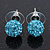Light Blue Swarovski Crystal Ball Stud Earrings In Silver Plated Finish - 9mm Diameter