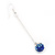 Sapphire Blue/ Clear Crystal Ball Chain Drop Earrings In Silver Plating - 10mm Diameter/ 6.5cm Length - view 8