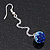 Sapphire Blue/ Clear Crystal Ball Chain Drop Earrings In Silver Plating - 10mm Diameter/ 6.5cm Length - view 3