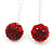 Red/Clear Crystal Ball Chain Drop Earrings In Silver Plating - 10mm Diameter/ 6.5cm Length - view 6