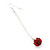 Red/Clear Crystal Ball Chain Drop Earrings In Silver Plating - 10mm Diameter/ 6.5cm Length - view 8