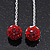 Red/Clear Crystal Ball Chain Drop Earrings In Silver Plating - 10mm Diameter/ 6.5cm Length - view 3
