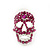 Small Dazzling Fuchsia Crystal Skull Stud Earrings In Silver Plating - 2cm Length - view 6