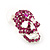 Small Dazzling Fuchsia Crystal Skull Stud Earrings In Silver Plating - 2cm Length - view 7