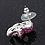 Small Dazzling Fuchsia Crystal Skull Stud Earrings In Silver Plating - 2cm Length - view 5