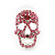 Small Dazzling Pink Crystal Skull Stud Earrings In Silver Plating - 2cm Length - view 5