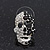 Small Dazzling Black/White Crystal Skull Stud Earrings In Silver Plating - 2cm Length - view 9