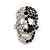 Small Dazzling Black/White Crystal Skull Stud Earrings In Silver Plating - 2cm Length - view 7