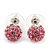 Light Pink/Clear Swarovski Crystal Ball Stud Earrings In Silver Plated Finish -10mm Diameter - view 8