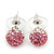 Light Pink/Clear Swarovski Crystal Ball Stud Earrings In Silver Plated Finish -10mm Diameter - view 3