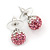 Light Pink/Clear Swarovski Crystal Ball Stud Earrings In Silver Plated Finish -10mm Diameter - view 9