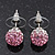 Light Pink/Clear Swarovski Crystal Ball Stud Earrings In Silver Plated Finish -10mm Diameter - view 6